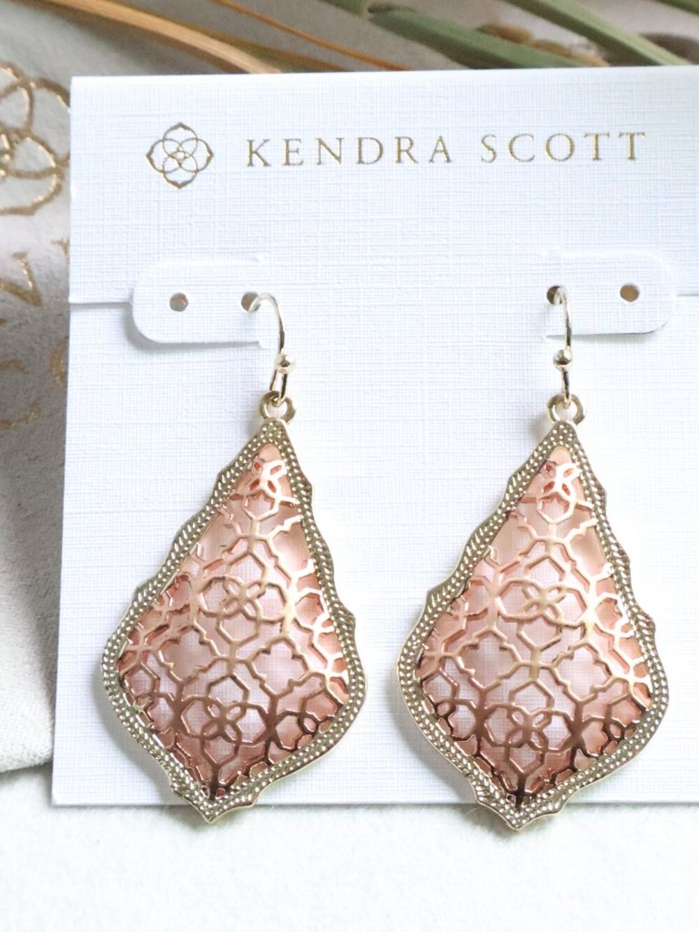NEW Kendra Scott Addie Earrings Rose Gold Filigree Mix